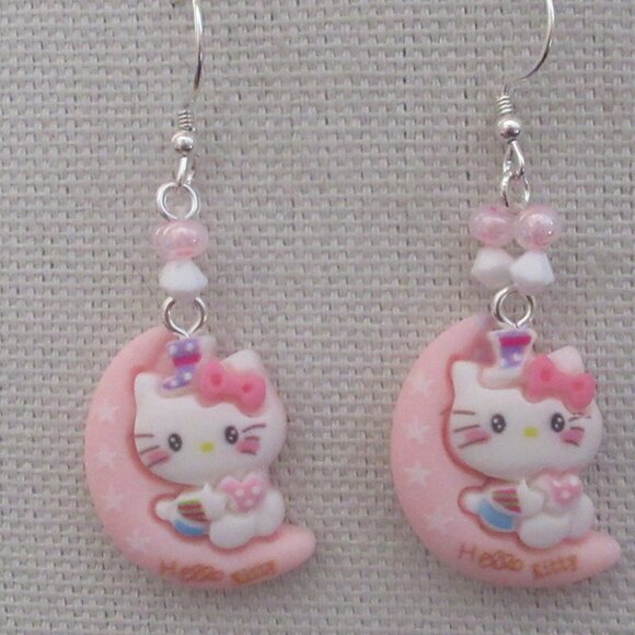 Choice of Handmade Hello Kitty Inspired Earrings Sterling Ear Wires - Picture 2 of 3